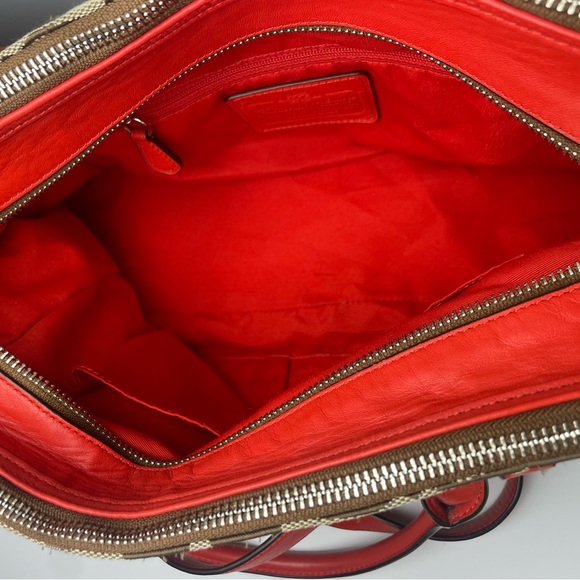 Coach Colette Red & Khaki Signature Carryall w/COA - Picture 2 of 16
